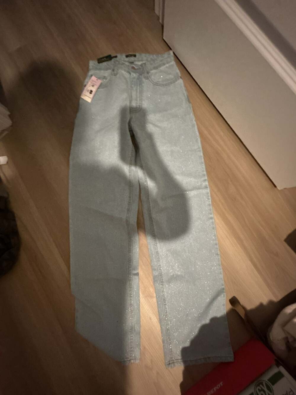 Wild Fable High-Rise Glitter Embellished Wide Leg Jeans